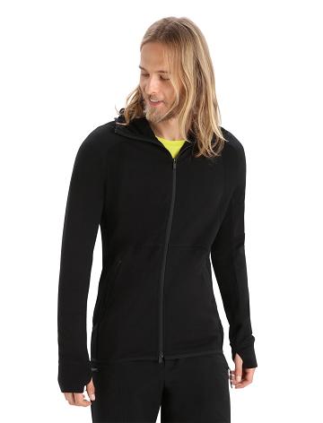 Icebreaker ZoneKnit™ Merino Long Sleeve Zip Miesten Huppari Mustat | FI 1274HAPK